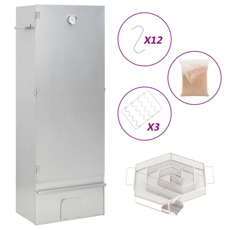 vidaXL Horno ahumador de BBQ con generador humo frío acero galvanizado