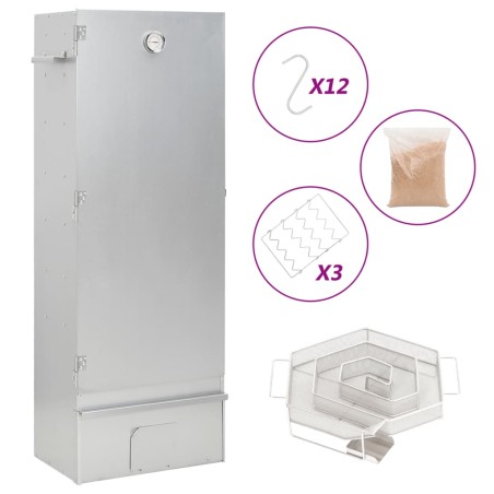 vidaXL Horno ahumador de BBQ con generador humo frío acero galvanizado