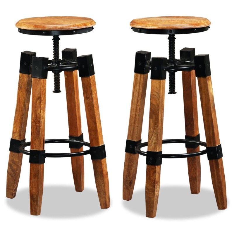 vidaXL Taburetes de cocina 2 unidades madera maciza de mango vidaXL Taburetes de cocina 2 unidades madera maciza de mango