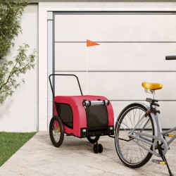 vidaXL Remolque de bicicleta mascotas hierro tela Oxford rojo negro