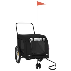 vidaXL Remolque de bicicleta mascotas hierro tela Oxford negro