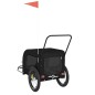 vidaXL Remolque de bicicleta mascotas hierro tela Oxford negro