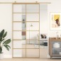vidaXL Puerta corredera dorada de vidrio ESG transparente y aluminio vidaXL Puerta corredera dorada de vidrio ESG transparente y aluminio