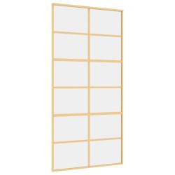 vidaXL Puerta corredera dorada de vidrio ESG transparente y aluminio