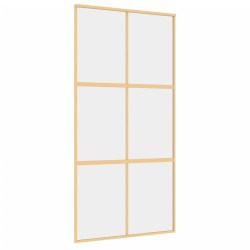vidaXL Puerta corredera dorada de vidrio ESG transparente y aluminio