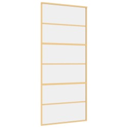 vidaXL Puerta corredera dorada de vidrio ESG transparente y aluminio