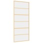 vidaXL Puerta corredera dorada de vidrio ESG transparente y aluminio vidaXL Puerta corredera dorada de vidrio ESG transparente y aluminio