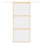 vidaXL Puerta corredera dorada de vidrio ESG transparente y aluminio vidaXL Puerta corredera dorada de vidrio ESG transparente y aluminio