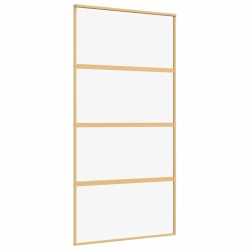 vidaXL Puerta corredera dorada de vidrio ESG transparente y aluminio
