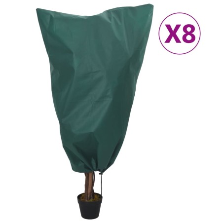 vidaXL Cubiertas para plantas con cordón 8 uds 70 g/m² 0,8x0,8 m