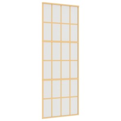 vidaXL Puerta corredera dorada vidrio ESG esmerilado aluminio 76x205cm