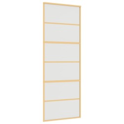 vidaXL Puerta corredera dorada vidrio ESG esmerilado aluminio 76x205cm