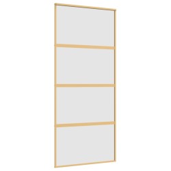 vidaXL Puerta corredera dorada vidrio ESG esmerilado aluminio 90x205cm