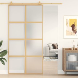 vidaXL Puerta corredera dorada de vidrio ESG esmerilado y aluminio