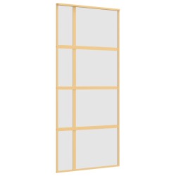 vidaXL Puerta corredera dorada vidrio ESG esmerilado aluminio 90x205cm
