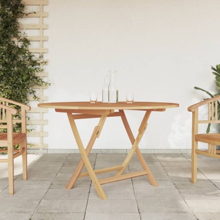 vidaXL Mesa de jardín plegable madera maciza de teca Ø 120x75 cm