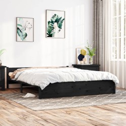 vidaXL Estructura de cama de madera maciza negra 160x200 cm