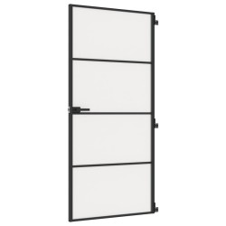 vidaXL Puerta interior delgada negra vidrio y aluminio 93x201,5 cm