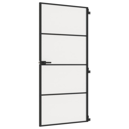 vidaXL Puerta interior delgada negra vidrio y aluminio 93x201,5 cm