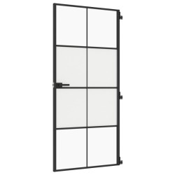 vidaXL Puerta interior delgada negra vidrio y aluminio 93x201,5 cm