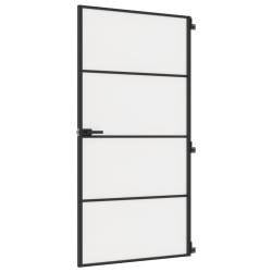 vidaXL Puerta interior delgada negra vidrio y aluminio 102,5x201,5 cm