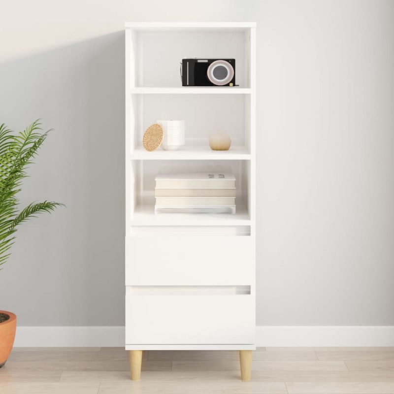 vidaXL Aparador alto madera contrachapada blanco brillo 40x36x110 cm vidaXL Aparador alto madera contrachapada blanco brillo 40x36x110 cm