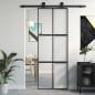 vidaXL Puerta corredera vidrio templado y aluminio negra 76x205 cm vidaXL Puerta corredera vidrio templado y aluminio negra 76x205 cm