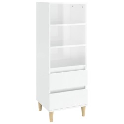 vidaXL Aparador alto madera contrachapada blanco brillo 40x36x110 cm