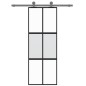 vidaXL Puerta corredera vidrio templado y aluminio negra 76x205 cm vidaXL Puerta corredera vidrio templado y aluminio negra 76x205 cm