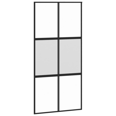 vidaXL Puerta corredera vidrio templado y aluminio negra 102,5x205 cm