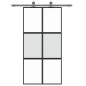 vidaXL Puerta corredera vidrio templado y aluminio negra 102,5x205 cm vidaXL Puerta corredera vidrio templado y aluminio negra 102,5x205 cm