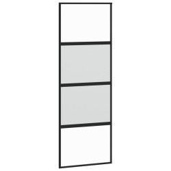 vidaXL Puerta corredera vidrio templado y aluminio negra 76x205 cm
