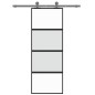 vidaXL Puerta corredera vidrio templado y aluminio negra 76x205 cm vidaXL Puerta corredera vidrio templado y aluminio negra 76x205 cm