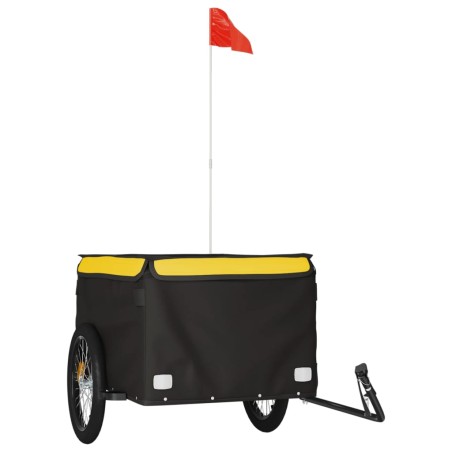 vidaXL Remolque para bicicleta hierro negro y amarillo 45 kg