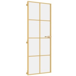 vidaXL Puerta de interior dorada vidrio templado y aluminio 76x201,5cm