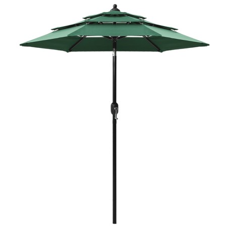 vidaXL Sombrilla de 3 niveles con poste de aluminio verde 2 m