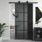 vidaXL Puerta corredera vidrio templado y aluminio negra 102,5x205 cm vidaXL Puerta corredera vidrio templado y aluminio negra 102,5x205 cm