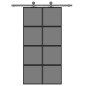 vidaXL Puerta corredera vidrio templado y aluminio negra 102,5x205 cm vidaXL Puerta corredera vidrio templado y aluminio negra 102,5x205 cm