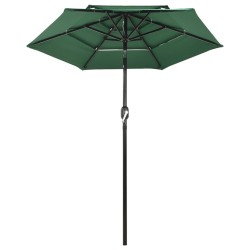 vidaXL Sombrilla de 3 niveles con poste de aluminio verde 2 m