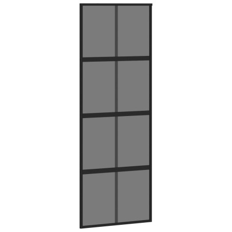 vidaXL Puerta corredera vidrio templado y aluminio negra 76x205 cm