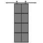 vidaXL Puerta corredera vidrio templado y aluminio negra 76x205 cm vidaXL Puerta corredera vidrio templado y aluminio negra 76x205 cm