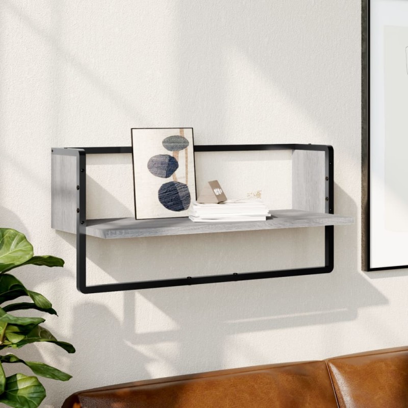 vidaXL Estante de pared con barra gris Sonoma 65x25x30 cm vidaXL Estante de pared con barra gris Sonoma 65x25x30 cm