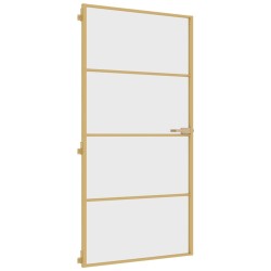vidaXL Puerta interior dorada vidrio templado aluminio 102,5x201,5 cm
