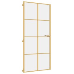 vidaXL Puerta de interior dorada vidrio templado y aluminio 93x201,5cm