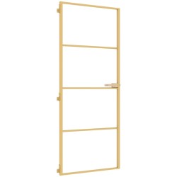 vidaXL Puerta de interior dorada vidrio templado y aluminio 83x201,5cm