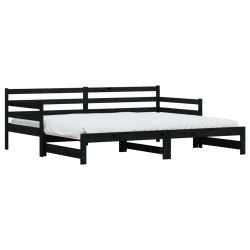 vidaXL Sofá cama nido madera maciza de pino negro 90x190 cm