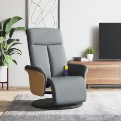 vidaXL Sillón reclinable de masaje con reposapiés tela gris claro