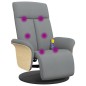 vidaXL Sillón reclinable de masaje con reposapiés tela gris claro vidaXL Sillón reclinable de masaje con reposapiés tela gris claro