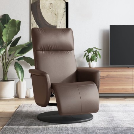 vidaXL Sillón reclinable con reposapiés cuero sintético marrón