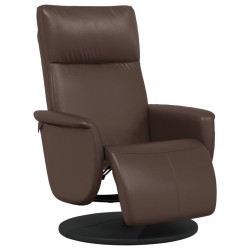 vidaXL Sillón reclinable con reposapiés cuero sintético marrón